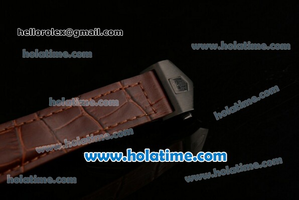Tag Heuer Monaco LS Chrono Swiss Valjoux 7750 Automatic PVD Case with Brown Dial Stick Markers and Brown Leather Bracelet - Click Image to Close